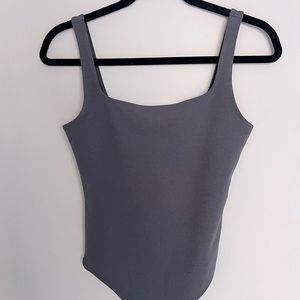 Express Light Grey Square Neckline Bodysuit